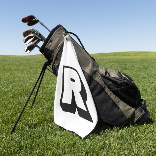 Benutzerdefiniertes Schwarzes Monogramm Golfhandtuch (Gras)