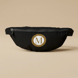 Benutzerdefiniertes schwarzes und goldenes Monogra Bauchtasche