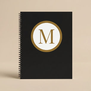 Benutzerdefiniertes schwarzes und goldenes Monogra Notizbuch