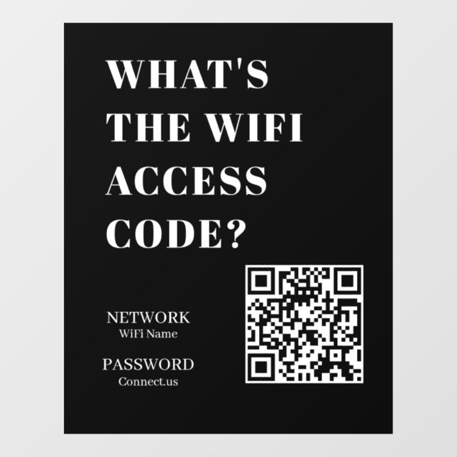 Benutzerdefiniertes schwarzes WiFi-QR | Netzwerk-P Fensteraufkleber (Blatt)