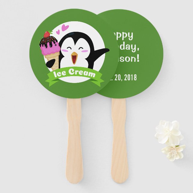 Benutzerdefiniertes Set für Ice Cream Penguin Fächer (Vorne und Hinten)