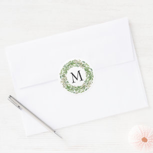 Benutzerdefiniertes Shabby Chic Lorbeer Kranz Blät Runder Aufkleber