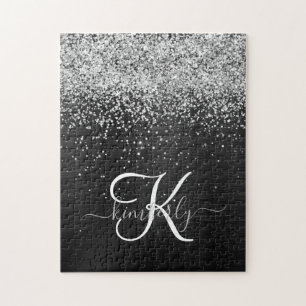 Benutzerdefiniertes Silver Glitzer Black Sparkle M