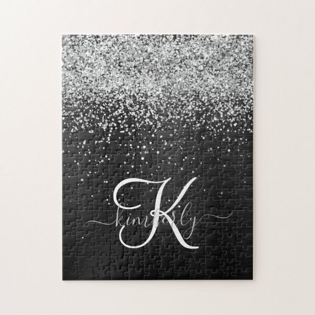 Benutzerdefiniertes Silver Glitzer Black Sparkle M (Vertikal)