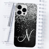 Benutzerdefiniertes Silver Glitzer Black Sparkle M