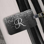 Benutzerdefiniertes Silver Glitzer Black Sparkle M Gepäckanhänger<br><div class="desc">Dieses angesagte,  elegante Gepäckanhänger-Design mit hübschem silberglänzenden Glitzer auf schwarz gebürstetem metallischem Hintergrund ist einfach zu personalisieren.</div>