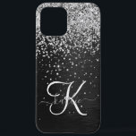 Benutzerdefiniertes Silver Glitzer Black Sparkle M iPhone 12 Pro Max Hülle<br><div class="desc">Dieses elegante,  hübsch silber funkelnde Glitzer auf schwarz gebürstetem metallischem Hintergrund ist einfach zu personalisieren.</div>