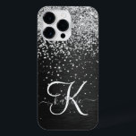 Benutzerdefiniertes Silver Glitzer Black Sparkle M iPhone 14 Pro Max Hülle<br><div class="desc">Dieses elegante,  hübsch silber funkelnde Glitzer auf schwarz gebürstetem metallischem Hintergrund ist einfach zu personalisieren.</div>