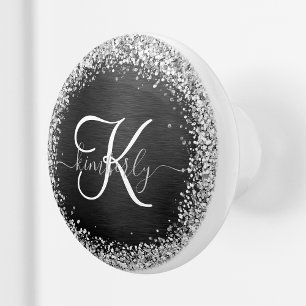 Benutzerdefiniertes Silver Glitzer Black Sparkle M Keramikknauf