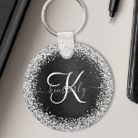 Benutzerdefiniertes Silver Glitzer Black Sparkle M Schlüsselanhänger<br><div class="desc">Dieses trendige,  elegante Design mit hübsch silberfarbenem Glitzer auf schwarz gebürstetem metallischem Hintergrund verleiht diesem Schlüsselanhänger eine angenehme Note.</div>