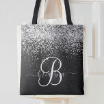 Benutzerdefiniertes Silver Glitzer Black Sparkle M Tasche<br><div class="desc">Dieses trendige,  elegante Tote-Sack-Design mit hübschem silberfarbenem Glitzer auf schwarz gebürstetem metallischem Hintergrund ist einfach zu personalisieren.</div>