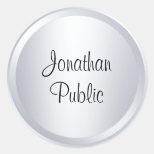 Benutzerdefiniertes Silver Look Moderne Template T Runder Aufkleber