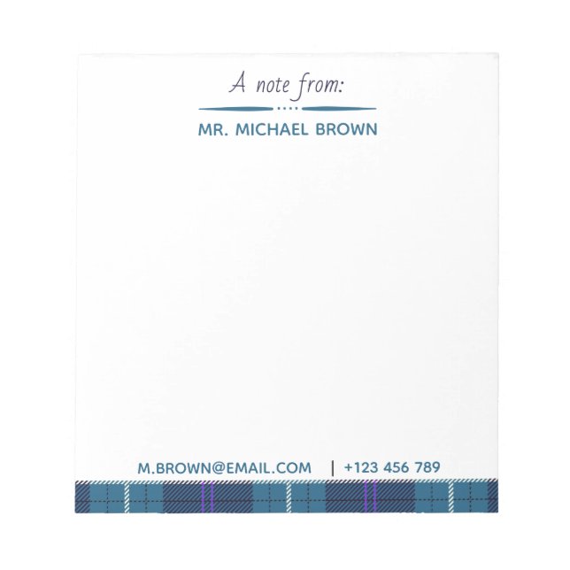 Benutzerdefiniertes Skript aus Name E-Mail Tel Kar Notizblock (Vorderseite)