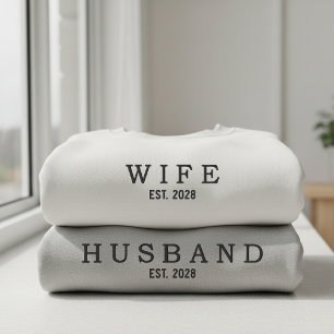 Benutzerdefiniertes Skript Ehefrau und Ehemann Ges Besticktes Sweatshirt