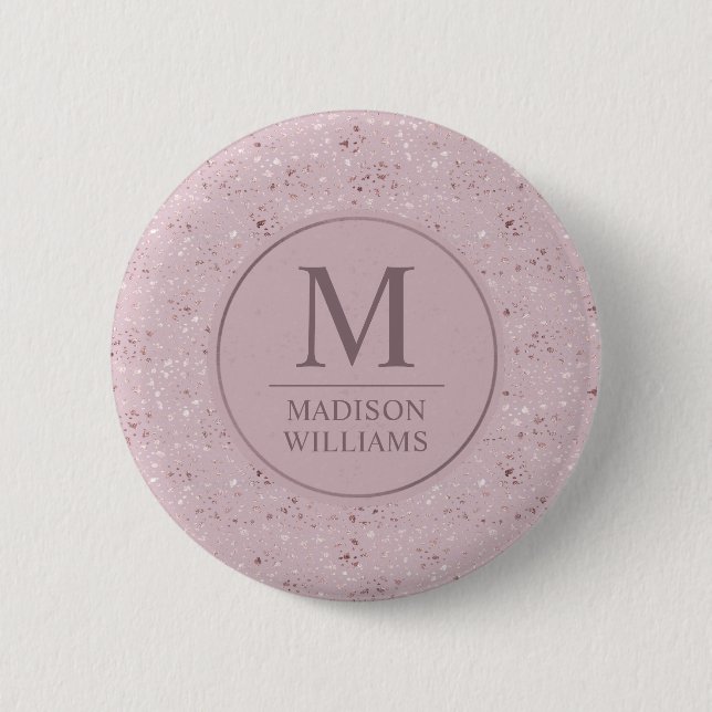Benutzerdefiniertes Soft Blush Pastell Rosa Gold G Button (Vorderseite)