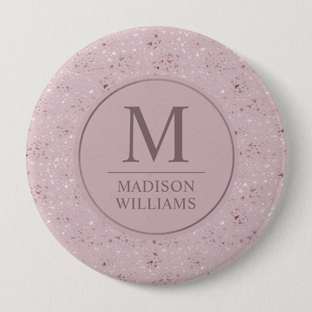 Benutzerdefiniertes Soft Blush Pastell Rosa Gold G Button (Vorderseite)