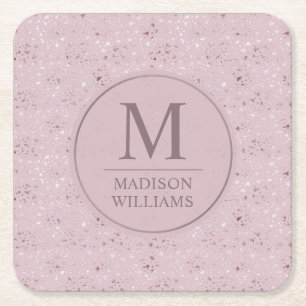 Benutzerdefiniertes Soft Blush Pastell Rosa Gold G Rechteckiger Pappuntersetzer