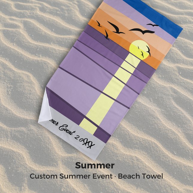 Benutzerdefiniertes Sommerereignisjahr - Voller So Strandtuch (Custom Summer Event Year Field · Full Sunset Beach Towel)