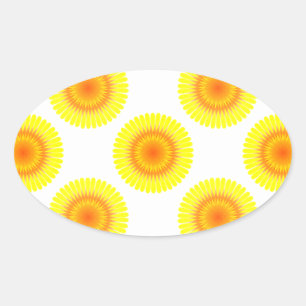 Benutzerdefiniertes Sonnenblumenmuster Ovaler Aufkleber
