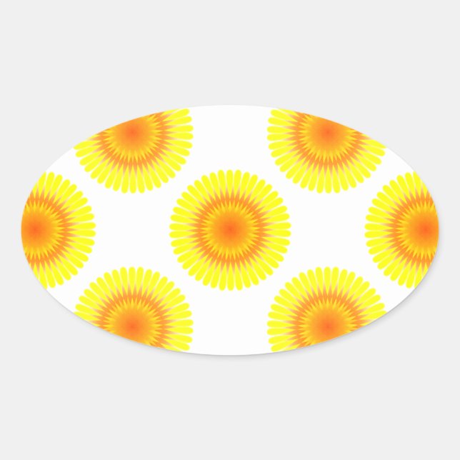 Benutzerdefiniertes Sonnenblumenmuster Ovaler Aufkleber (Vorderseite)