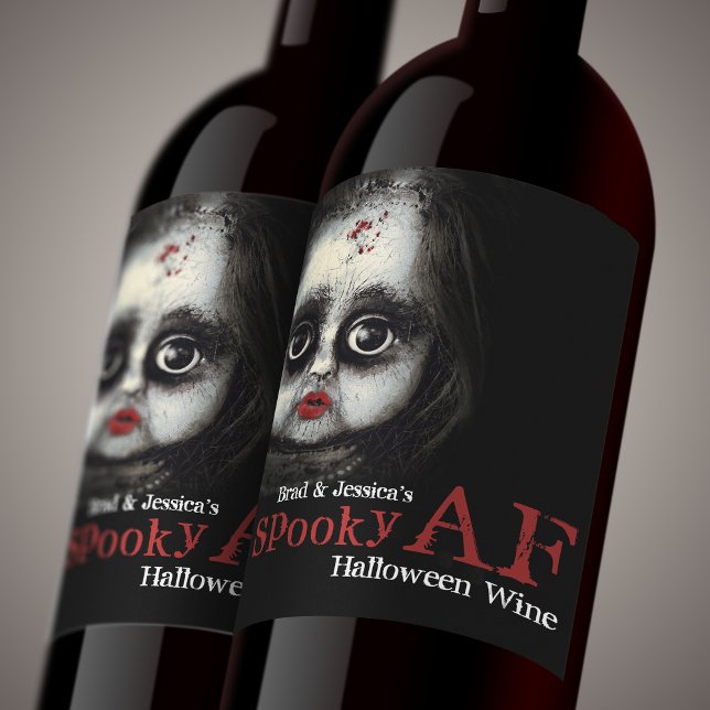 Benutzerdefiniertes Spooky AF-Halloween-Party Weinetikett (Get this awesome wine label for your Spooky AF Halloween Party!)