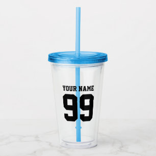 Benutzerdefiniertes Sporttrikot Name und Nummer Tu Acryltrinkbecher