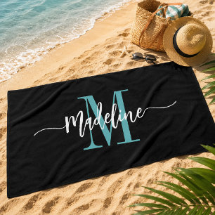 Benutzerdefiniertes stylisches Monogram Name Scrip Strandtuch