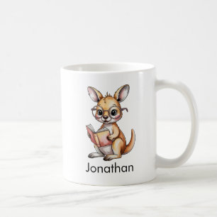 Benutzerdefiniertes süßes Babykänguru liest ein Bu Kaffeetasse