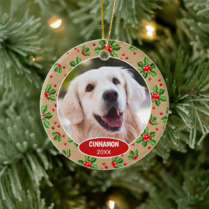 Benutzerdefiniertes süßes Haustierfoto 1. Weihnach Keramik Ornament
