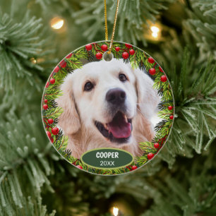 Benutzerdefiniertes süßes Haustierfoto 1. Weihnach Keramik Ornament