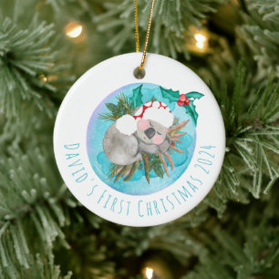 Benutzerdefiniertes Süßes Koala Erstes Weihnachten Keramik Ornament