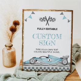 Benutzerdefiniertes Tabellenzeichen für Rennwagen  Poster