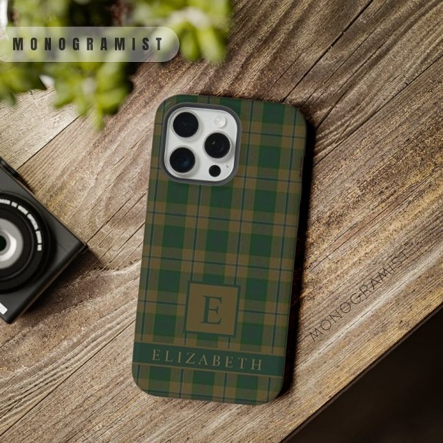Benutzerdefiniertes Tan Brown Green Checkered Patt iPhone 15 Pro Max Hülle (Custom Tan Brown Green Checkered Pattern iPhone Case
)