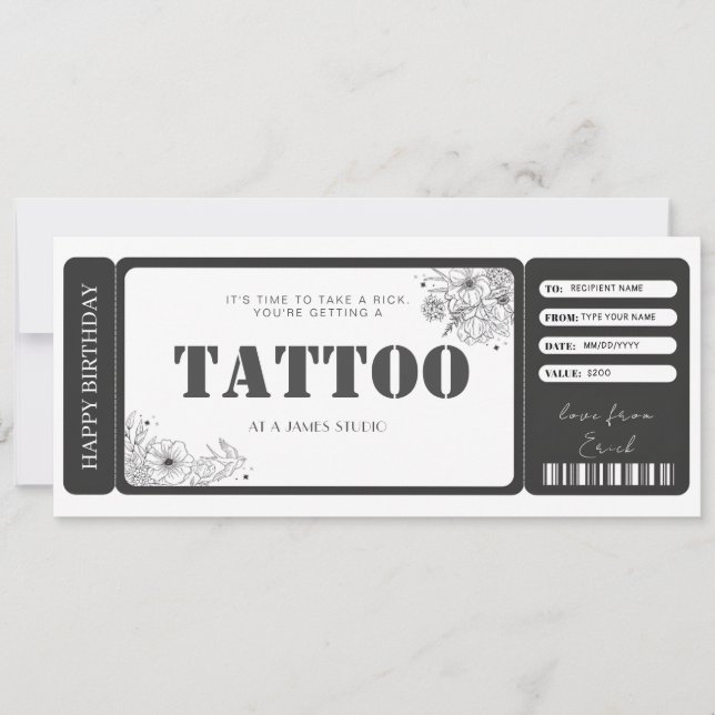 Benutzerdefiniertes Tattoo-Geschenkzertifikat Einladung (Vorderseite)