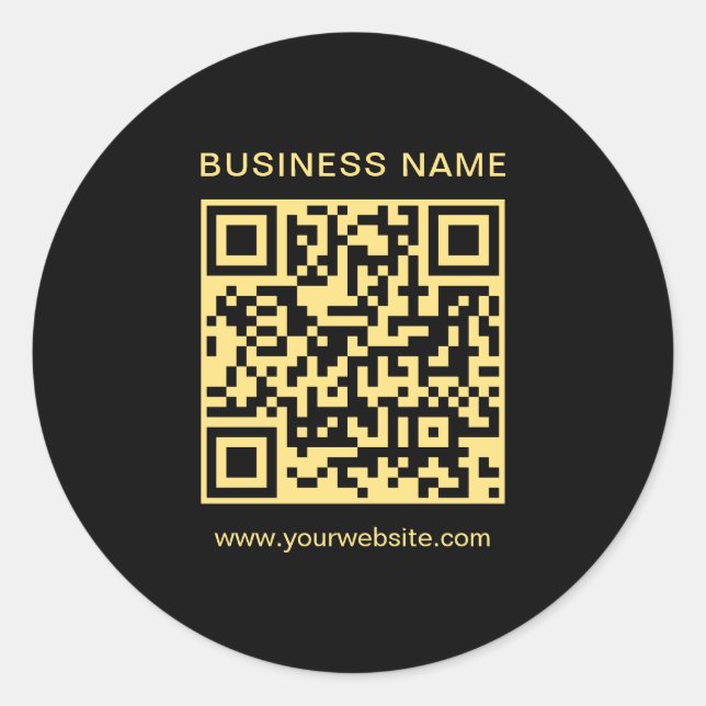 Benutzerdefiniertes Template Business QR Code Schw Runder Aufkleber (Vorderseite)