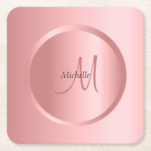 Benutzerdefiniertes Template Rose Gold Monogram El Rechteckiger Pappuntersetzer