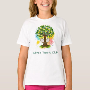Benutzerdefiniertes Tennisclub-Retro-Wasserfarben- T-Shirt