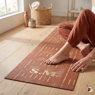 Benutzerdefiniertes Terrakotta-Mudcloth-Geometrisc Yogamatte