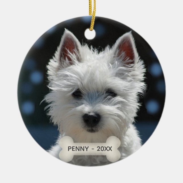 Benutzerdefiniertes Terrier Puppy-Hund-Foto Keramik Ornament (Vorne)