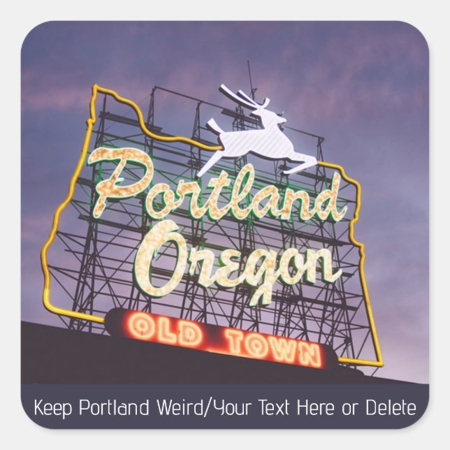 Benutzerdefiniertes Text Portland Oregon White Sta Quadratischer Aufkleber (Vorderseite)
