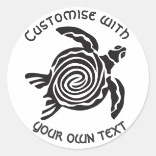 Benutzerdefiniertes Text Tribal Turtle Design Runder Aufkleber