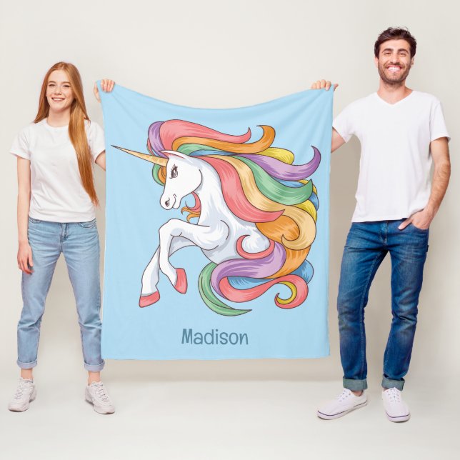 Benutzerdefiniertes Textfarben Einhorn Fleecedecke (Beispiel)