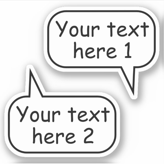 Benutzerdefiniertes Textwortblasen-Set von zwei Aufkleber (Vorderseite)
