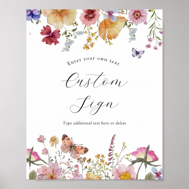 Benutzerdefiniertes Textzeichen für Boho-Wildblume Poster (Vorne)