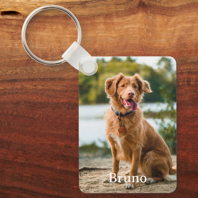 Benutzerdefiniertes Tier 2 Foto Name Keepake Hunde Schlüsselanhänger (Vorderseite)