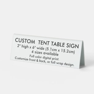 Benutzerdefiniertes Tischschild für Zelte 2" x 6" Tischaufsteller