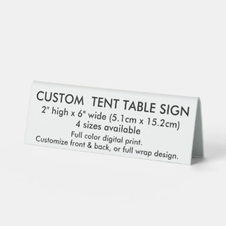 Benutzerdefiniertes Tischschild für Zelte 2" x 6" Tischaufsteller