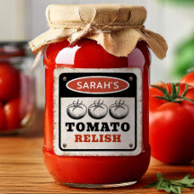 Benutzerdefiniertes Tomatenrelish-Etikett mit Grun