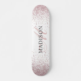Benutzerdefiniertes Trendy Rose Gold Glitzer Monog Skateboard