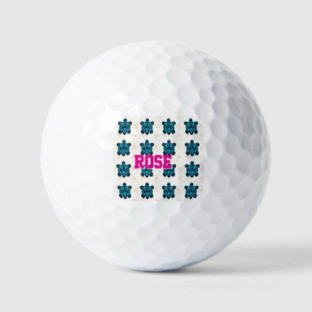 Benutzerdefiniertes tropisches Schildkröten-Blumen Golfball (Vorderseite)